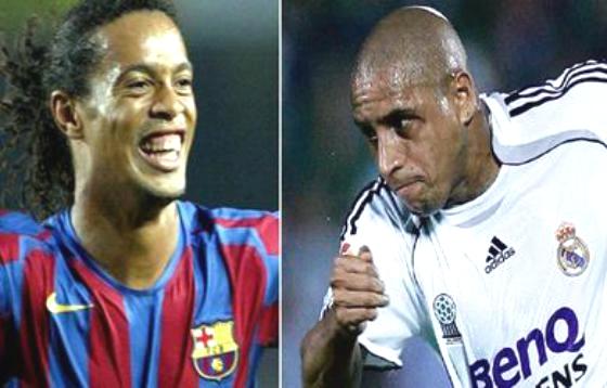 بالفيديو .. رونالدينهو صاحب اجمل هدف في كلاسيكو البرنابيو وكارلوس الثاني