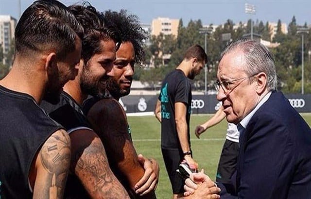 فلورنتينو بيريز وراؤول يحضران تدريبات ريال مدريد