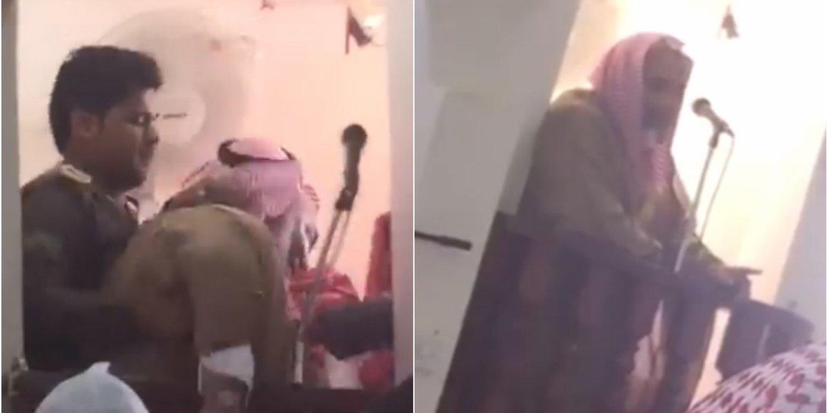 بالفيديو.. إنزال خطيب مسجد بالقوة في السعودية أثناء الخطبة 