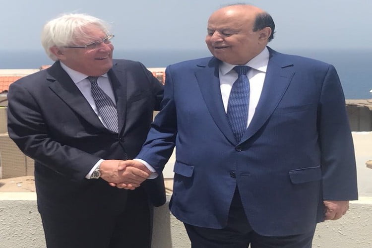 المبعوث الأممي غريفيث في عدن الإثنين للقاء هادي