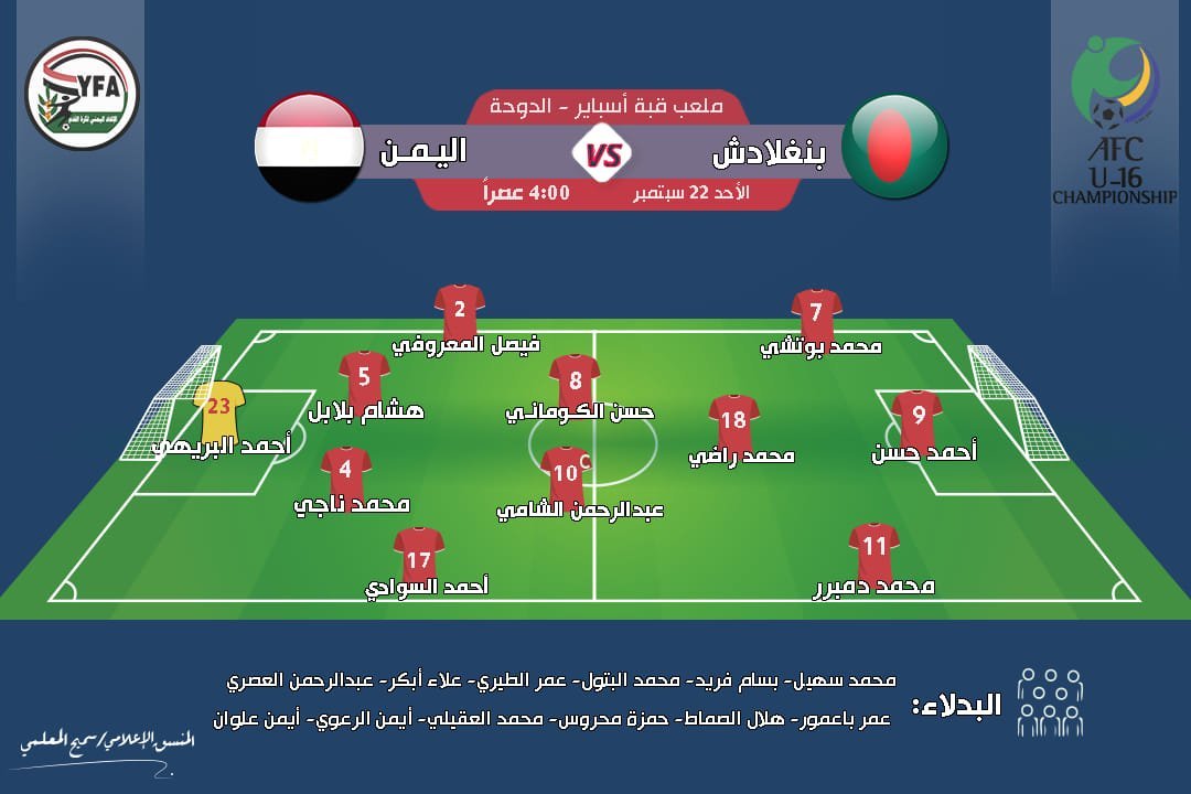 شاهد مباشر.. مباراة مصيرية منتخب اليمن للناشئين أمام بنغلاديش